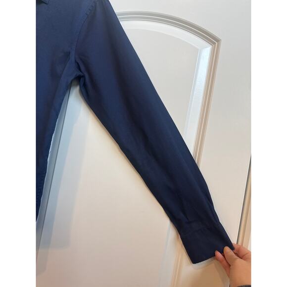 Zara Man Slim fit Dark Blue Collar Button Down Cotton Blend - Picture 5 of 7